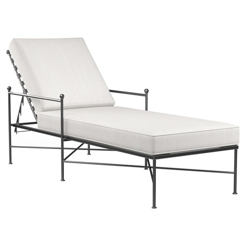 Aurore French White Canvas Cushion Metal Outdoor Chaise Lounge