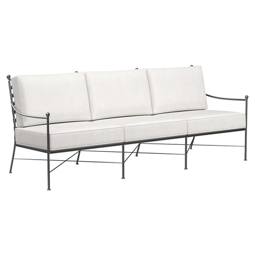 Aurore French White Canvas Cushion Metal Outdoor Sofa