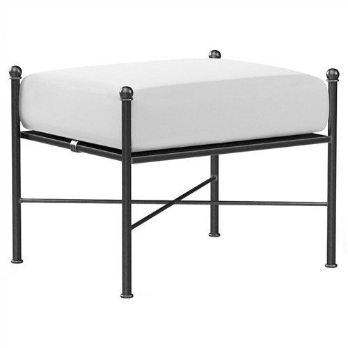 Aurore White Canvas Cushion Metal Rocking Outdoor Rectangular Ottoman