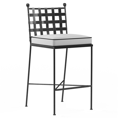 Aurore Cream Cushion Black Welt Metal Outdoor Bar Stool
