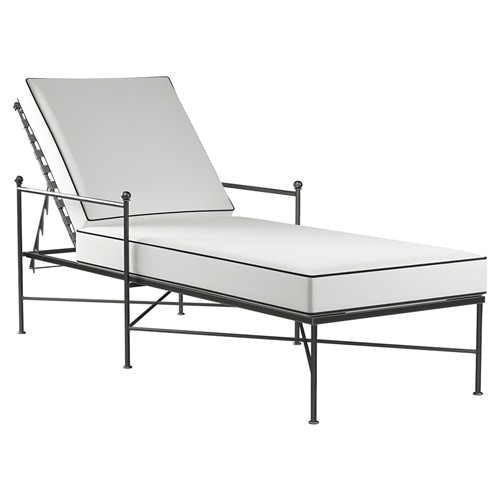 Aurore Cream Cushion Black Welt Metal Outdoor Chaise Lounge