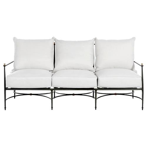 Roma Slate Grey Aluminum White Performance Outdoor Sofa - 77&quot;