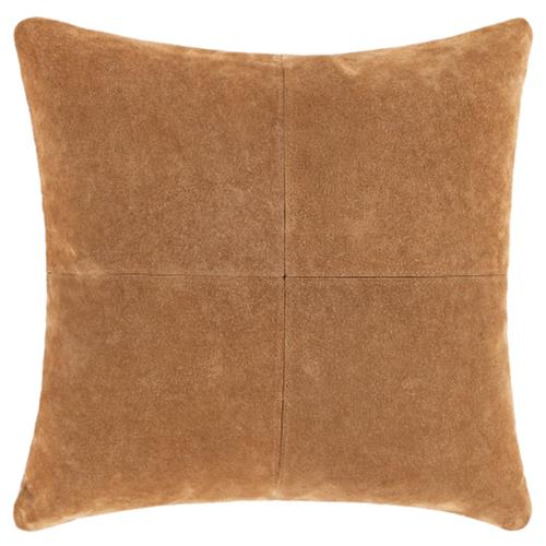 Marlan Mid Century Modern Camel Brown Leather Decorative Throw Pillow - 20x20