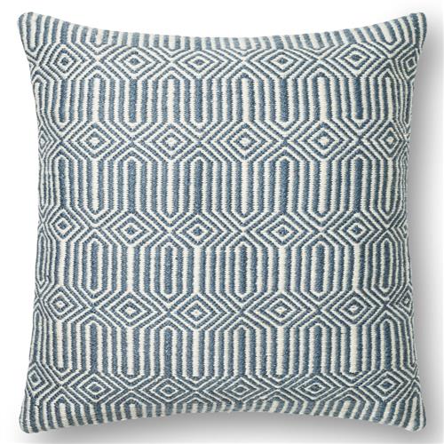 Inout Modern Classic Blue Patterned Down Indoor Outdoor Throw Pillow - 22x22