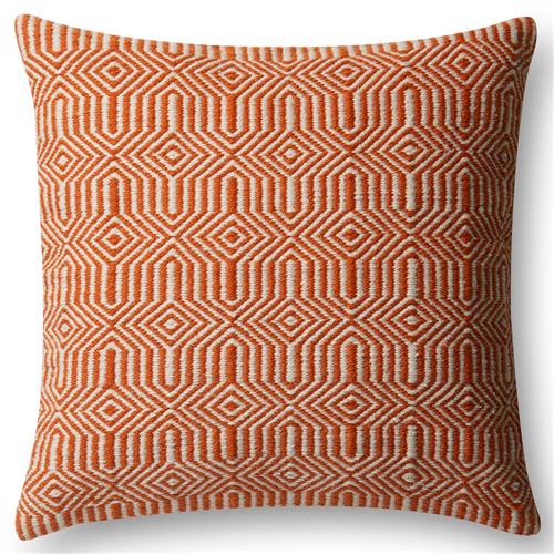 Inout Modern Classic Orange Patterned Down Indoor Outdoor Throw Pillow - 22x22