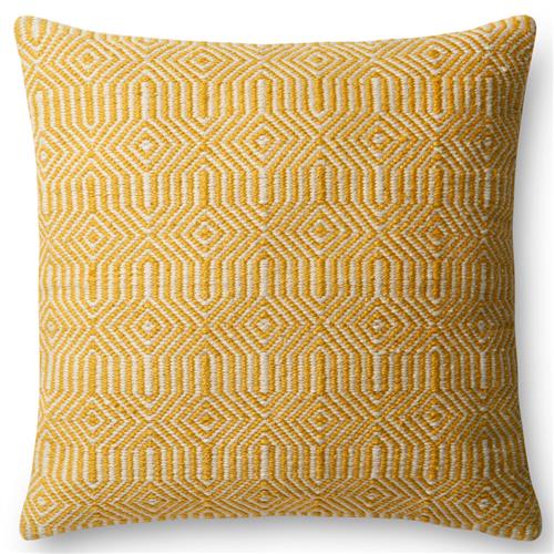 Inout Modern Classic Yellow Patterned Down Indoor Outdoor Throw Pillow - 22x22