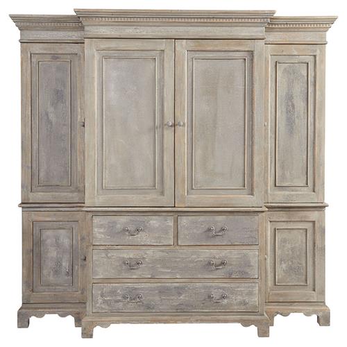 Belinda French Country Grey Pine Wood China Cabinet