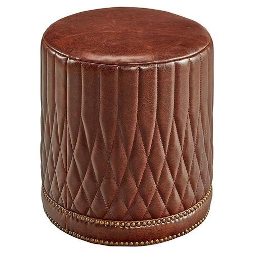 Sherriline Modern Classic Brown Upholstered Leather Cushion Ottoman