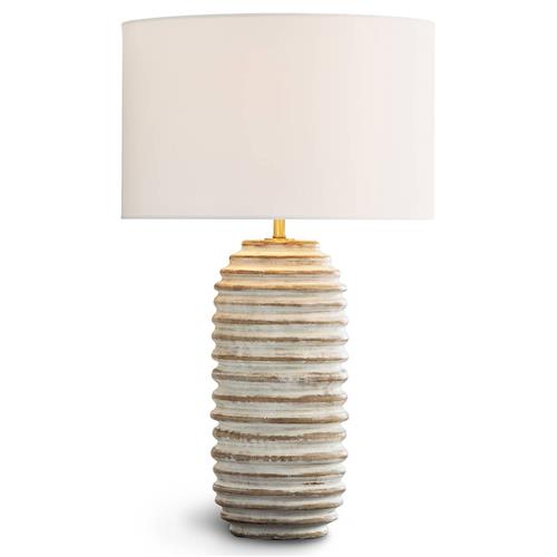 Carmel White Birch Wood Base Round Table Lamp