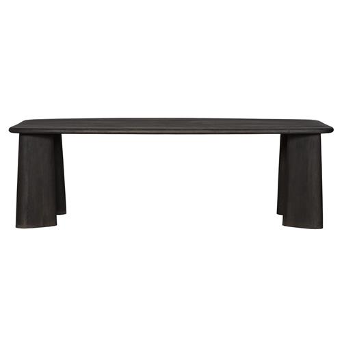 Laura Rustic Lodge Black Oak Wood Round Edge Classic Dining Table - 96&quot;W