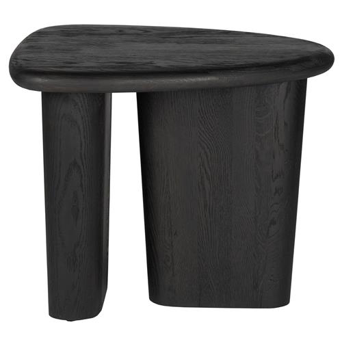 Laura Rustic Lodge Black Oak Wood Round Edge Statement Side Table