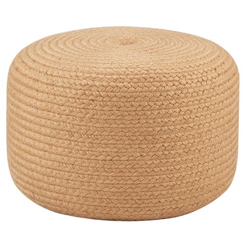 Vibe Solar Coastal Beach Brown Outdoor Round Pouf