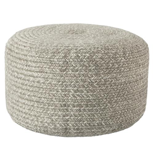 Saba Solar Coastal Beach Grey Outdoor Round Pouf