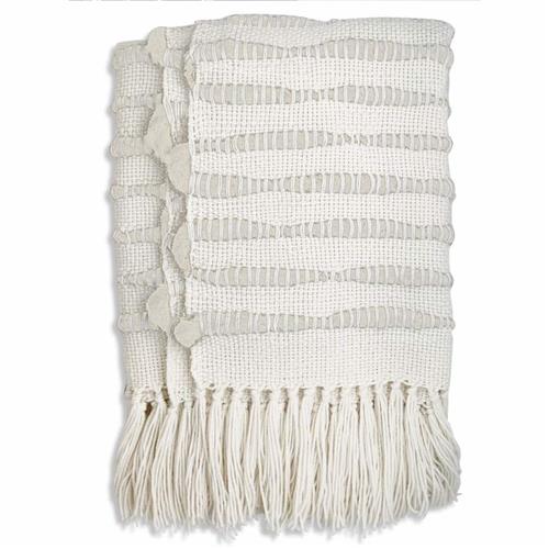 Pampa Merino Modern White Wool Handwoven Throw Blanket