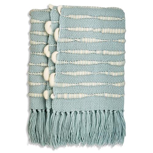 Pampa Merino Modern Green Wool Handwoven Throw Blanket