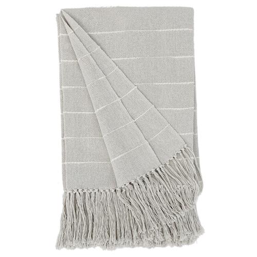 Pampa Modern Light Grey Cotton Handwoven Throw Blanket