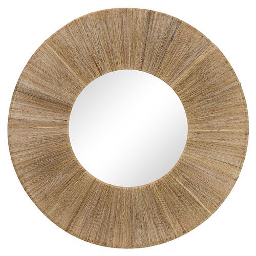 Heather Coastal Beach Natural Jute Steel Frame Round Wall Mirror