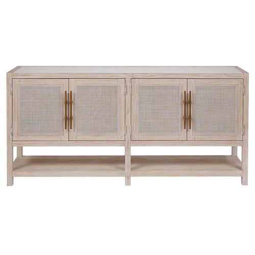 Miya Coastal Beach Cream Wood 4 Door Sideboard