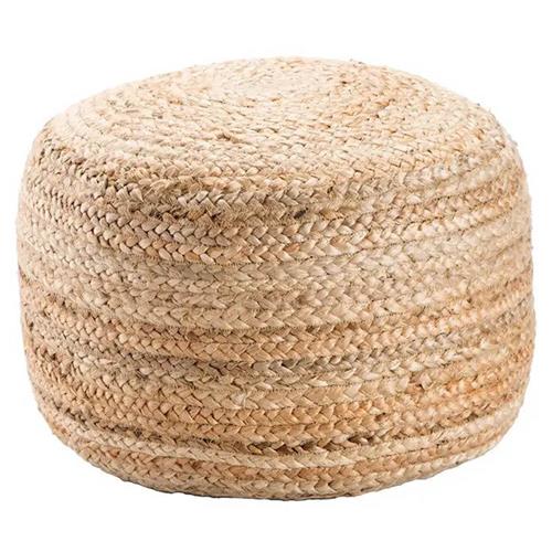 Sangam Coastal Beige Jute Round Pouf