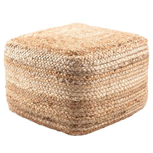 Sangam Coastal Beige Jute Square Pouf