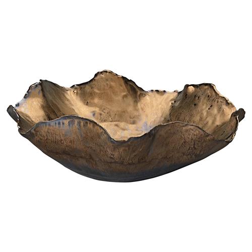 Pamela Modern Classic Antique Gold Ceramic Floral Decorative Bowl