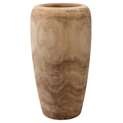 Presley Coastal Brown Wood Cylinder Decorative Vase