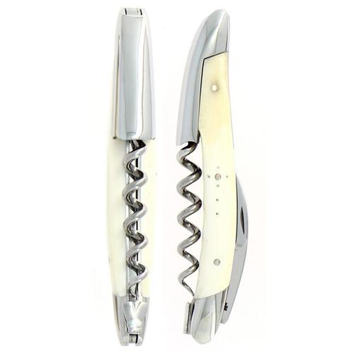 Forge de Laguiole Modern Silver Stainless Steel Bone Handle Corkscrew