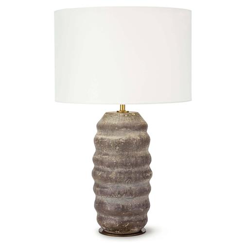 Ola Rustic Lodge Brown Ceramic Base White Linen Shade Table Lamp