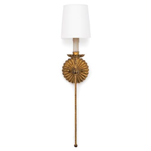 Clove French Country Antique Gold Leaf Stem Single Sconce