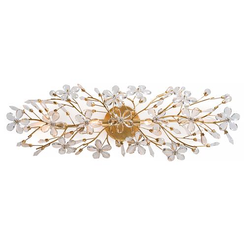 Cheshire Hollywood Regency Gold Leaf Frame Crystal Flower Sconce
