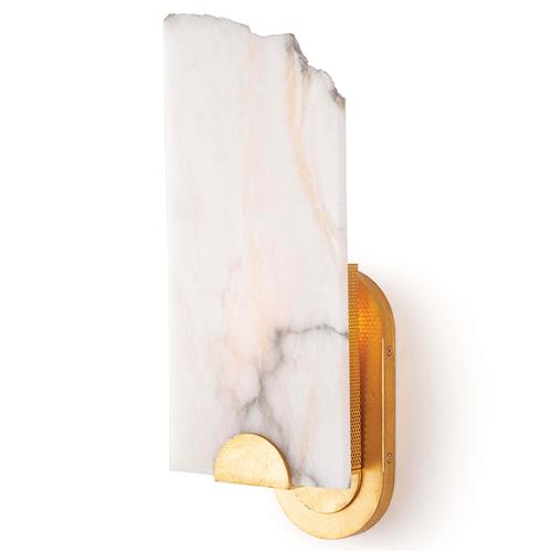 Jonah Hollywood Regency White Stone Natural Brass Steel Sconce