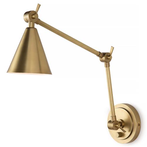 Sal Mid-Century Natural Brass Steel Adjustable Armed Sconce