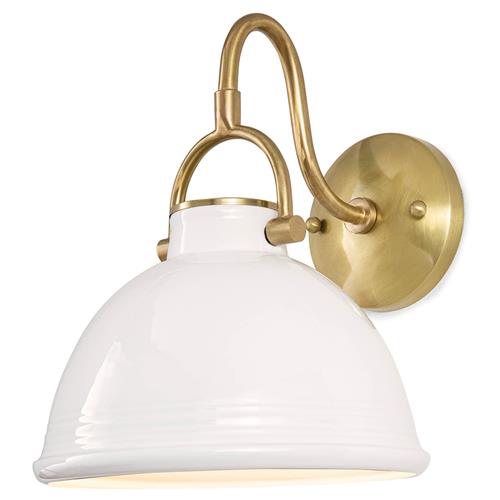 Eloise Hollywood Regency White Ceramic Natural Brass Accent Sconce