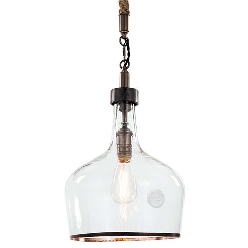 Demi John Industrial Loft Brown Jute Rope Glass Pendant - Small