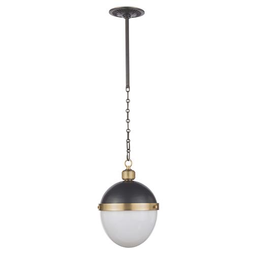 Otis Industrial Frosted White Glass Black Brass Pendant - Small