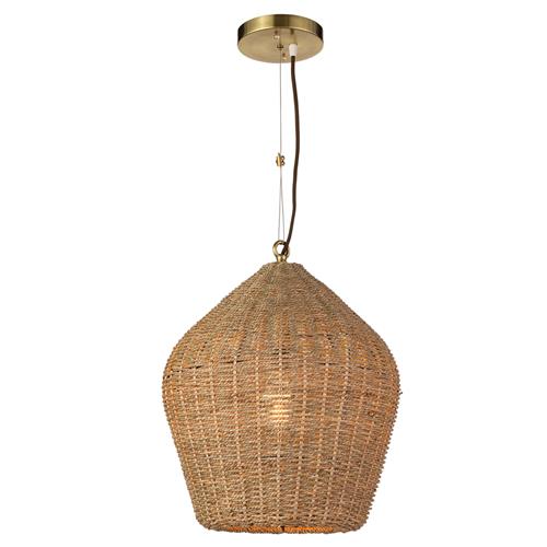 Georgian Natural Woven Rattan Single Pendant