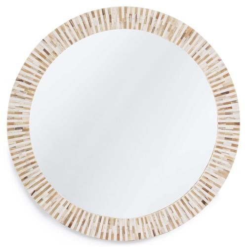 Multitone Rustic Lodge Natural Brown Bone Frame Round Mirror
