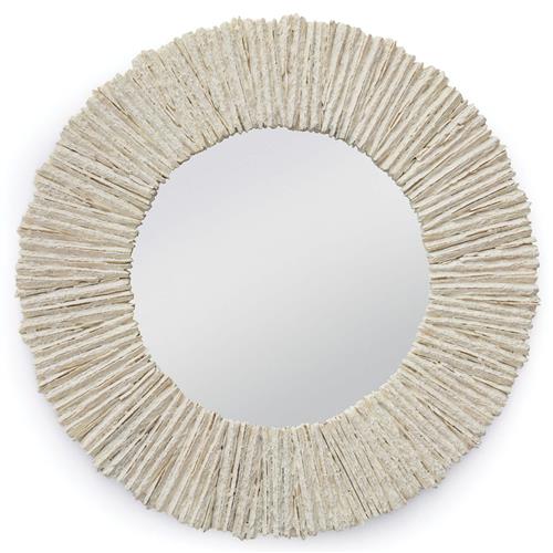 Slate Coastal Natural Resin Round Wall Mirror