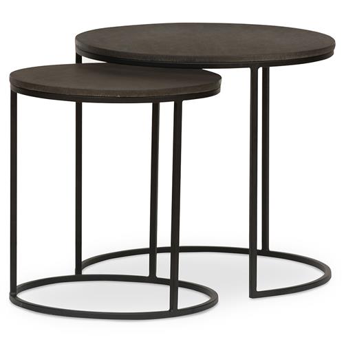 Ava Modern Classic Black Metal Outdoor Nesting Coffee Table - Set of 2