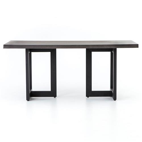 Judith Industrial Loft Black Stone Outdoor Dining Table - 69&quot;W