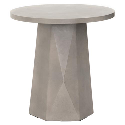 Barley Industrial Loft Grey Concrete Round Outdoor Pedestal End Table