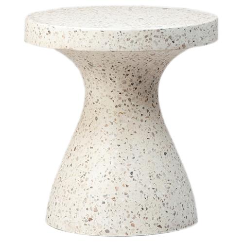 Richard Modern Classic Speckled White Stone Outdoor Side Table