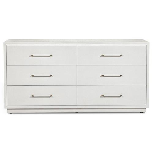 Taylor Modern Classic White Faux Linen Silver Iron Double Dresser