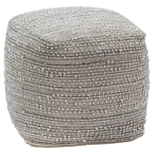 Marissa Modern Classic Off-White Upholstered Outdoor Pouf