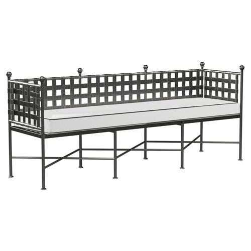 Aurore Cream Cushion Black Welt Metal Outdoor Garden Bench