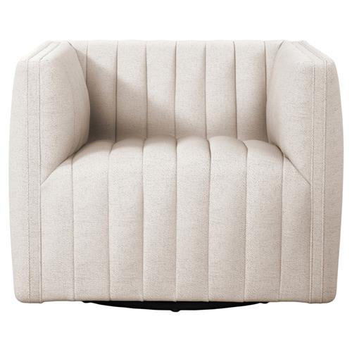 Leo Mid Century Modern White Upholstered Swivel Tufted Occasional Chair