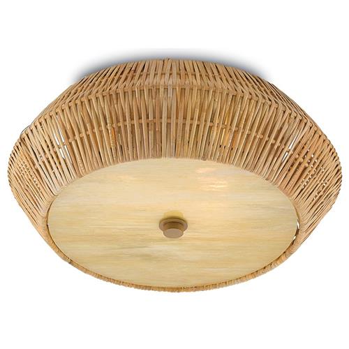 Rica Coastal Beach Brown Rattan Flush Mount