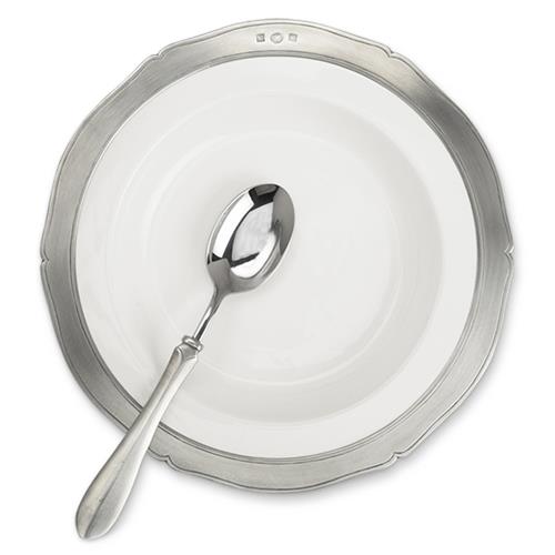 MATCH Modern Viviana Pewter Rim White Ceramic Soup Bowl