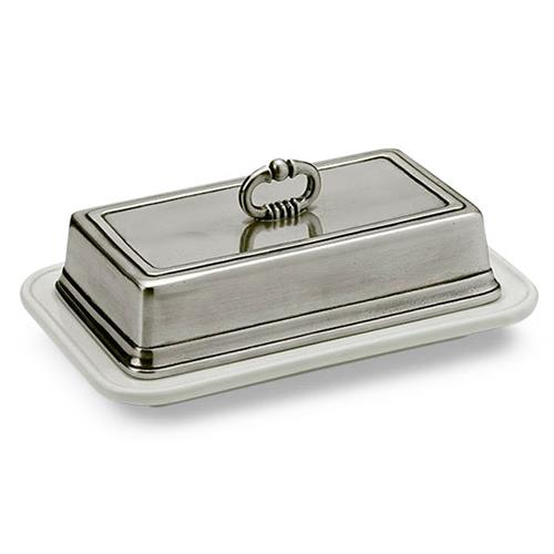 MATCH Modern Convivio White Ceramic Butter Dish - Small