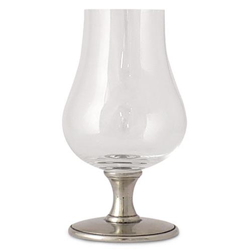 Modern Pewter Stem Crystal Whiskey Glass